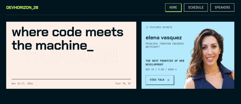 tech conference website screenshot